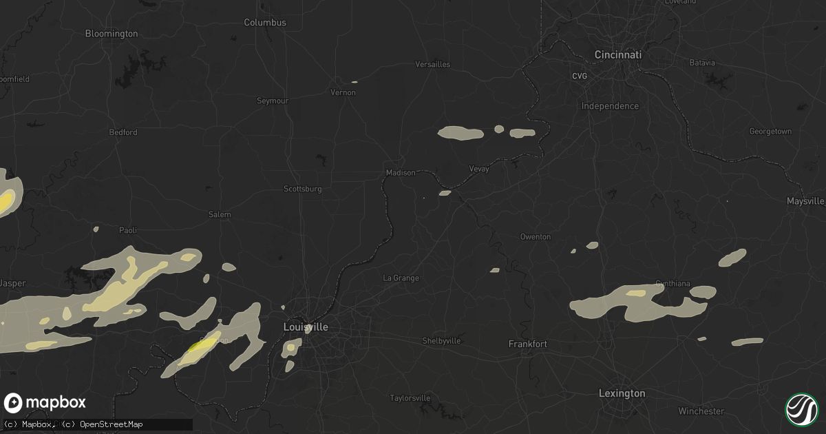 Hail map in Bedford, KY on May 16, 2026