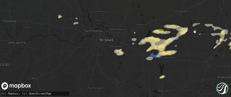 Hail map in Belleville, IL on May 16, 2026