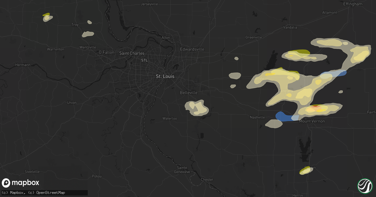 Hail map in Belleville, IL on May 16, 2026