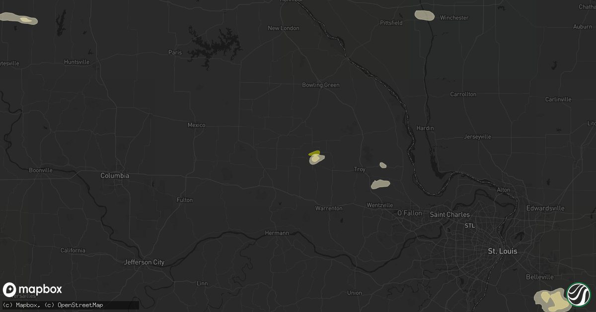 Hail map in Bellflower, MO on May 16, 2026