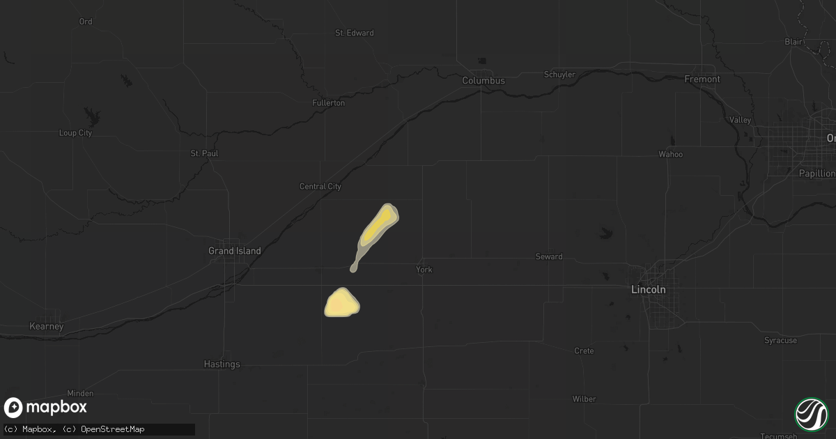 Hail map in Benedict, NE on May 16, 2026