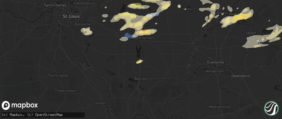 Hail map in Benton, IL on May 16, 2026