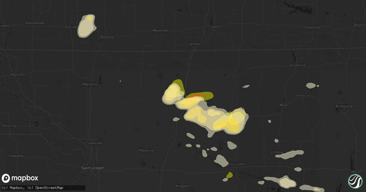 Hail map in Bethany, MO on May 16, 2026