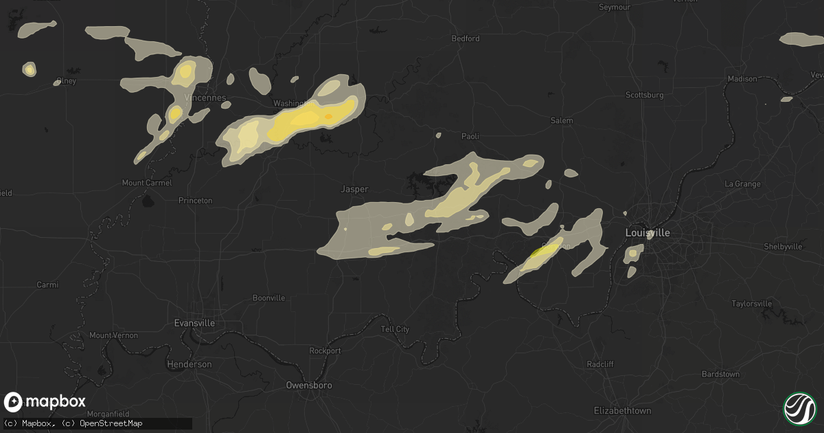 Hail map in Birdseye, IN on May 16, 2026