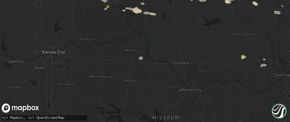 Hail map in Blackwater, MO on May 16, 2026