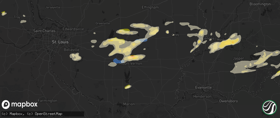 Hail map in Bluford, IL on May 16, 2026