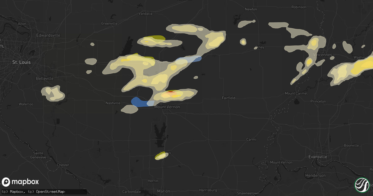 Hail map in Bluford, IL on May 16, 2026
