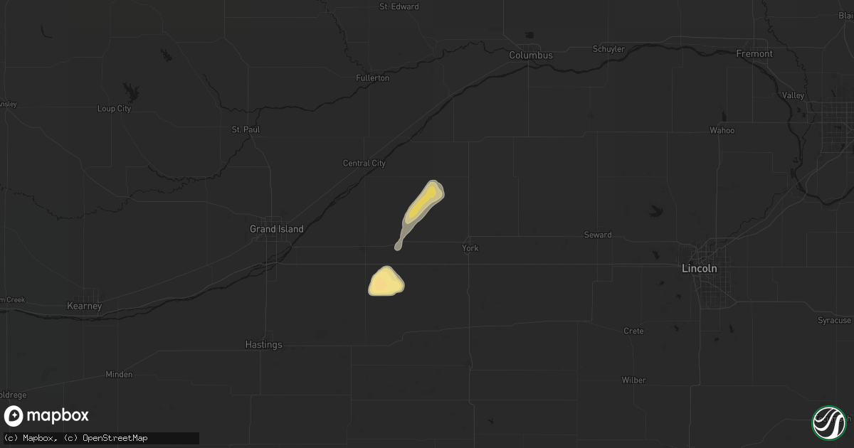 Hail map in Bradshaw, NE on May 16, 2026
