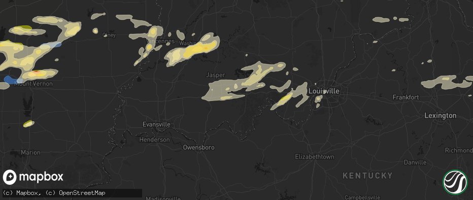 Hail map in Bristow, IN on May 16, 2026