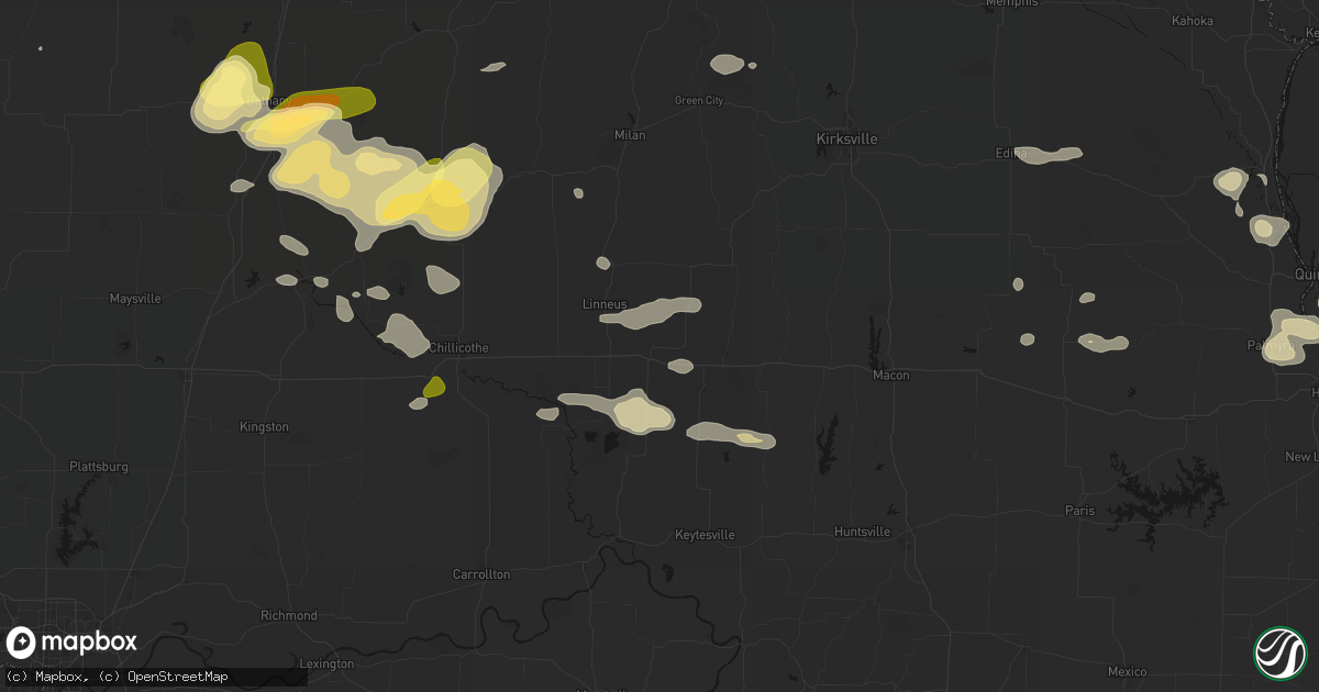 Hail map in Brookfield, MO on May 16, 2026