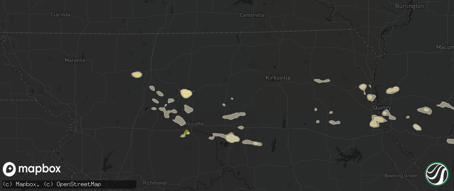 Hail map in Browning, MO on May 16, 2026