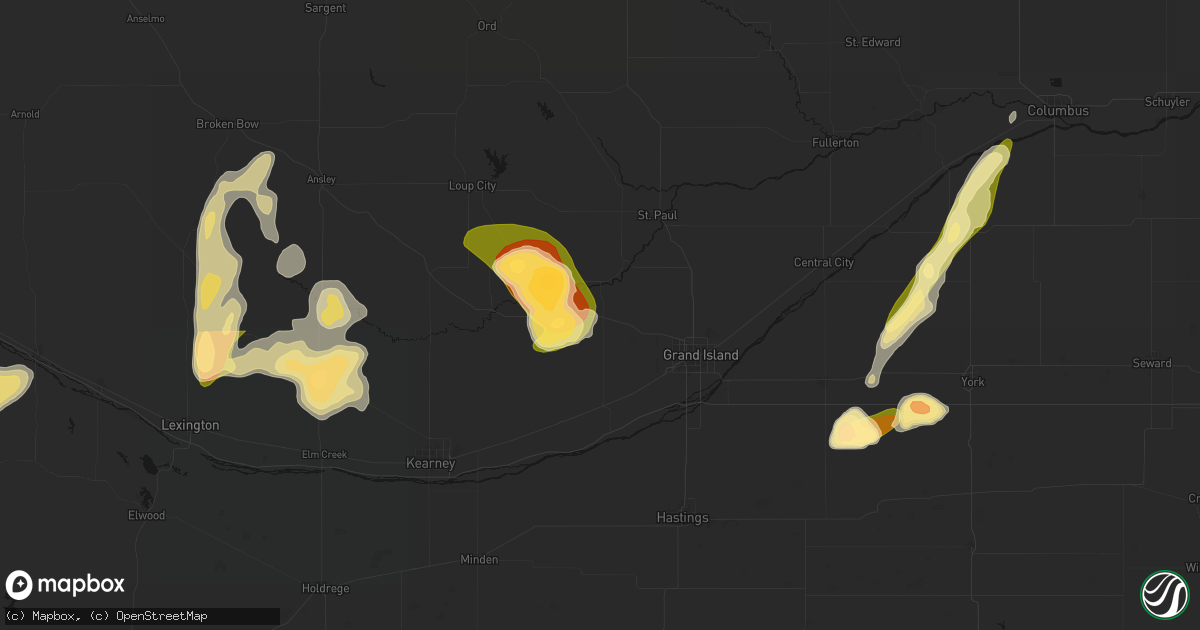 Hail map in Cairo, NE on May 16, 2026