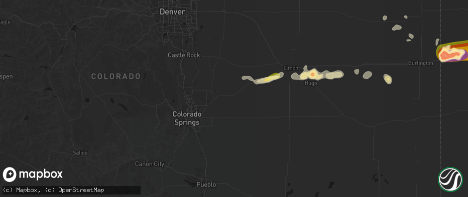 Hail map in Calhan, CO on May 16, 2026