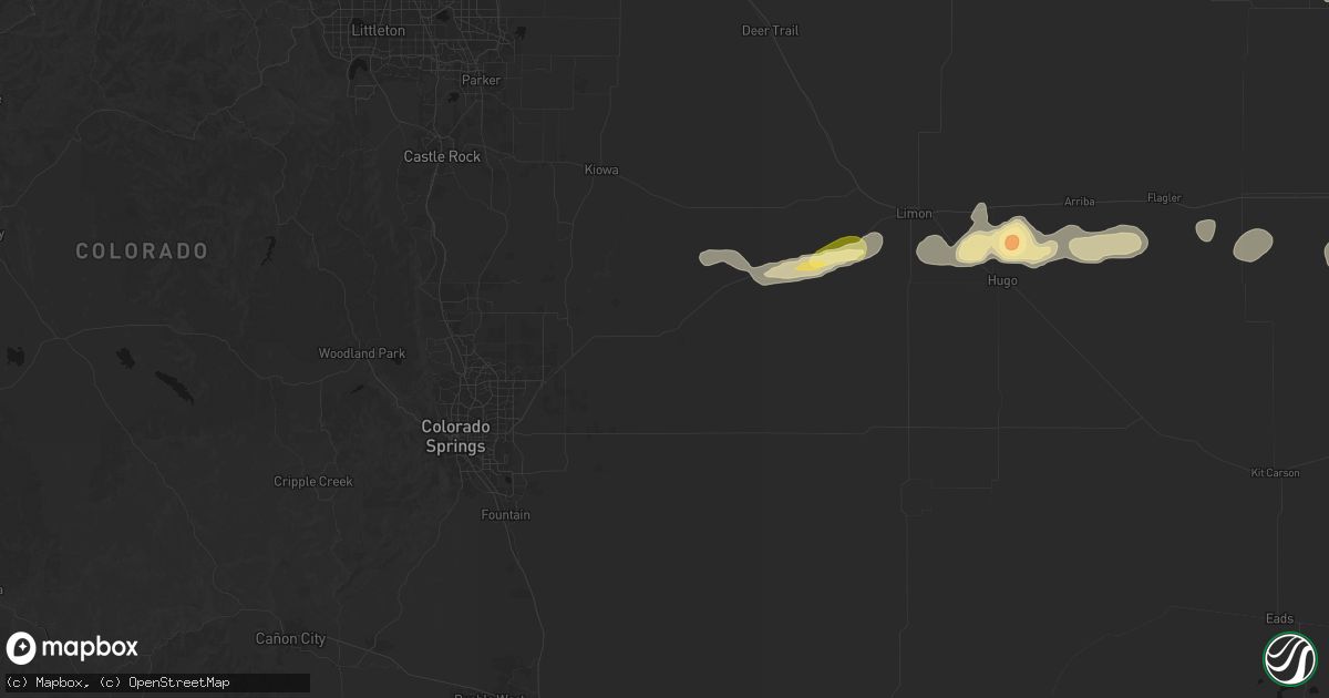Hail map in Calhan, CO on May 16, 2026