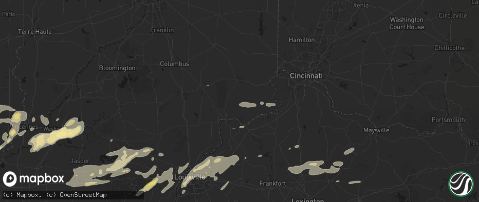 Hail map in Canaan, IN on May 16, 2026