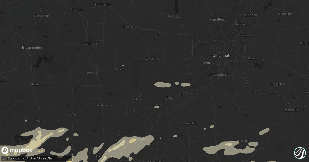 Hail map in Canaan, IN on May 16, 2026