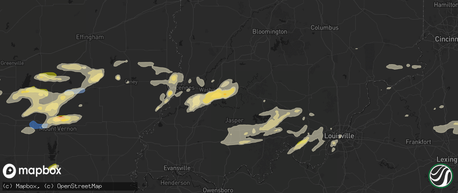Hail map in Cannelburg, IN on May 16, 2026