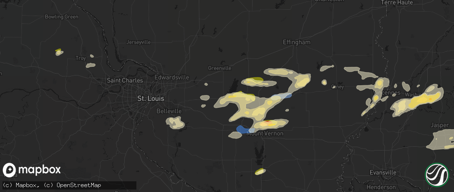 Hail map in Carlyle, IL on May 16, 2026