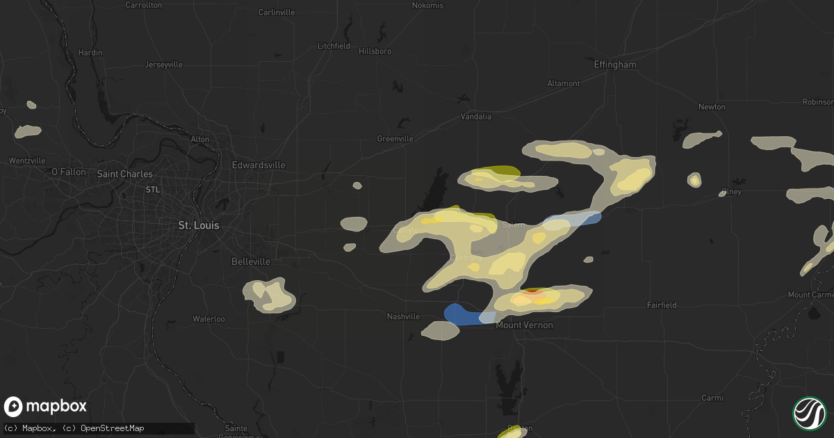 Hail map in Carlyle, IL on May 16, 2026