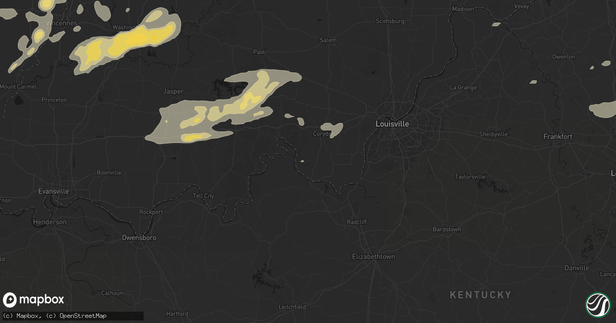 Hail map in Central, IN on May 16, 2026