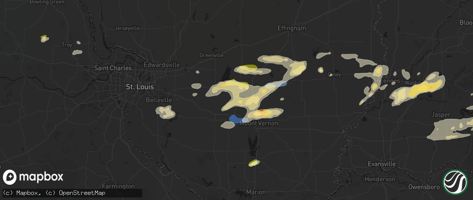 Hail map in Centralia, IL on May 16, 2026