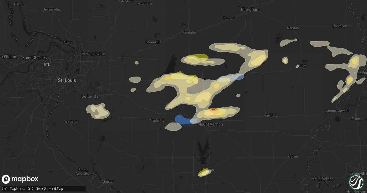 Hail map in Centralia, IL on May 16, 2026