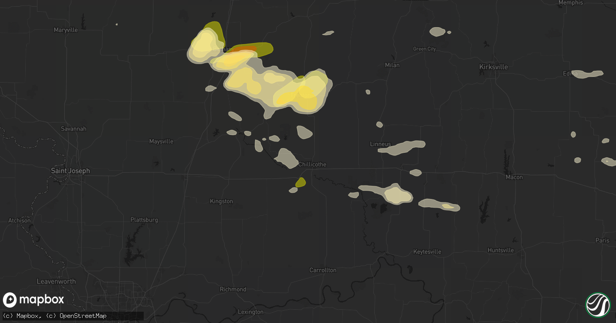 Hail map in Chillicothe, MO on May 16, 2026