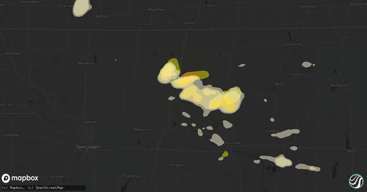 Hail map in Coffey, MO on May 16, 2026