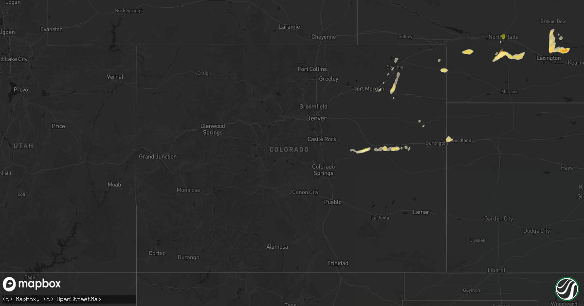 Hail map in Colorado on May 16, 2026