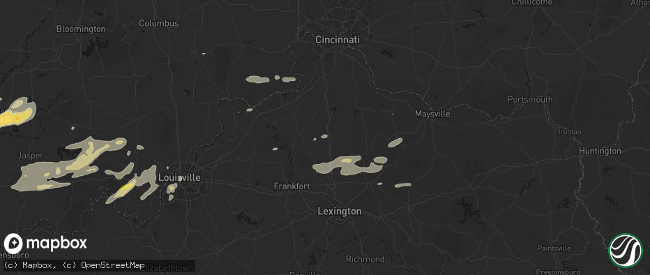 Hail map in Corinth, KY on May 16, 2026