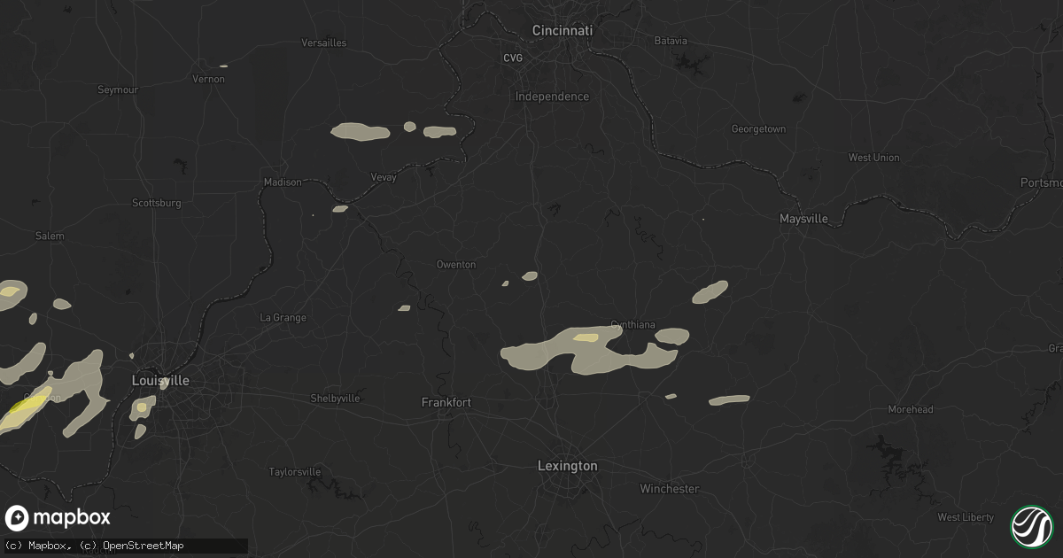 Hail map in Corinth, KY on May 16, 2026