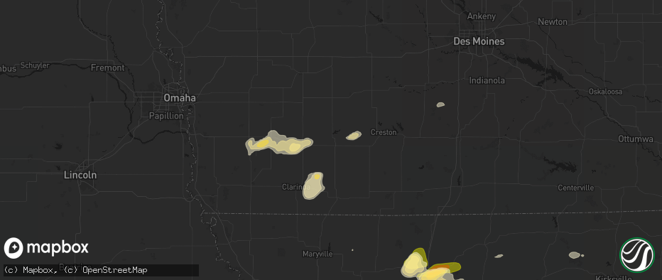 Hail map in Corning, IA on May 16, 2026