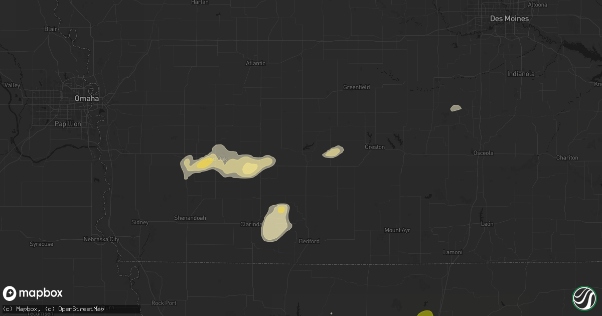 Hail map in Corning, IA on May 16, 2026