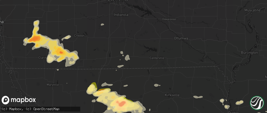 Hail map in Corydon, IA on May 16, 2026