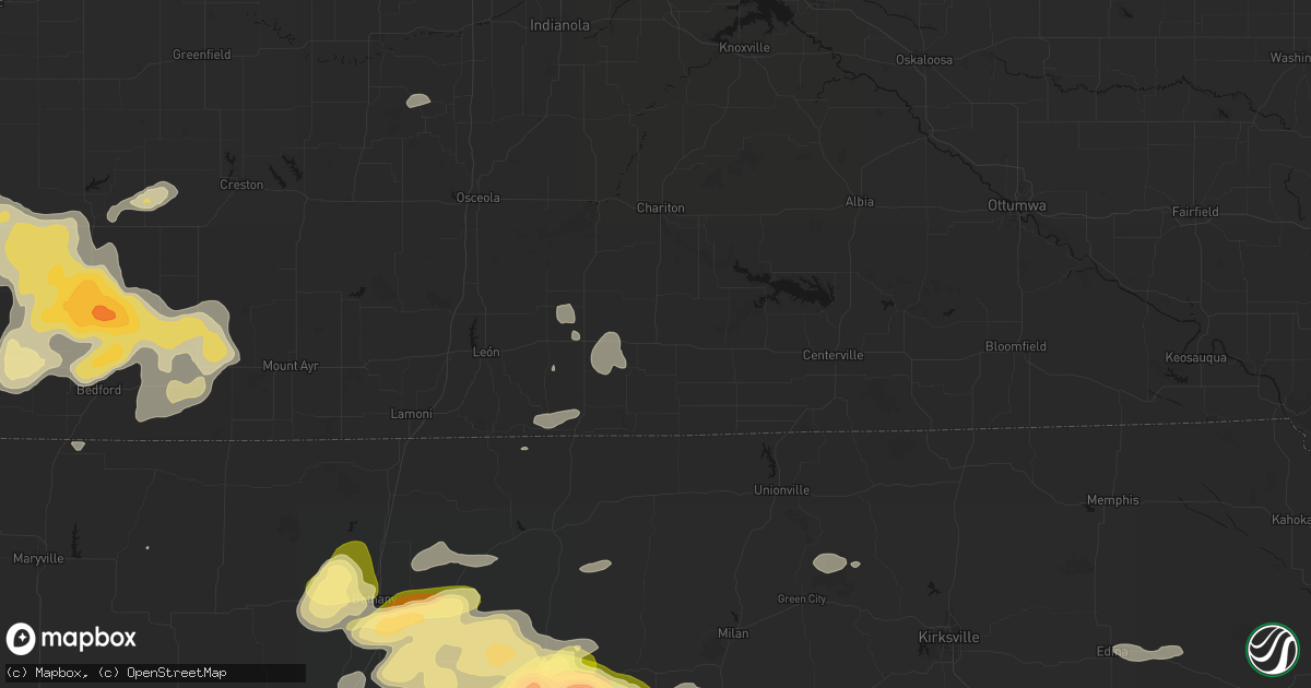 Hail map in Corydon, IA on May 16, 2026
