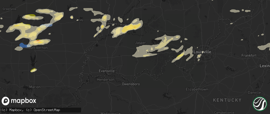 Hail map in Dale, IN on May 16, 2026