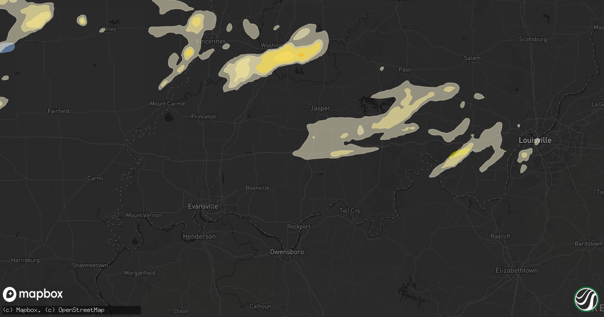 Hail map in Dale, IN on May 16, 2026