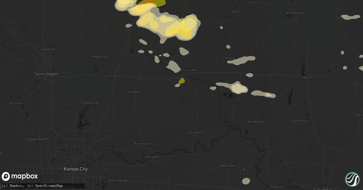 Hail map in Dawn, MO on May 16, 2026