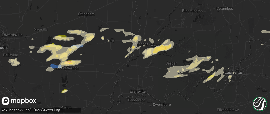 Hail map in Decker, IN on May 16, 2026