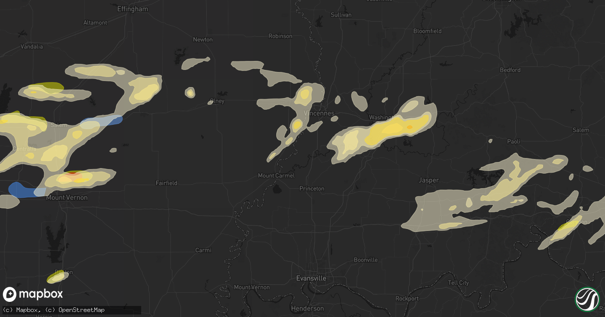 Hail map in Decker, IN on May 16, 2026
