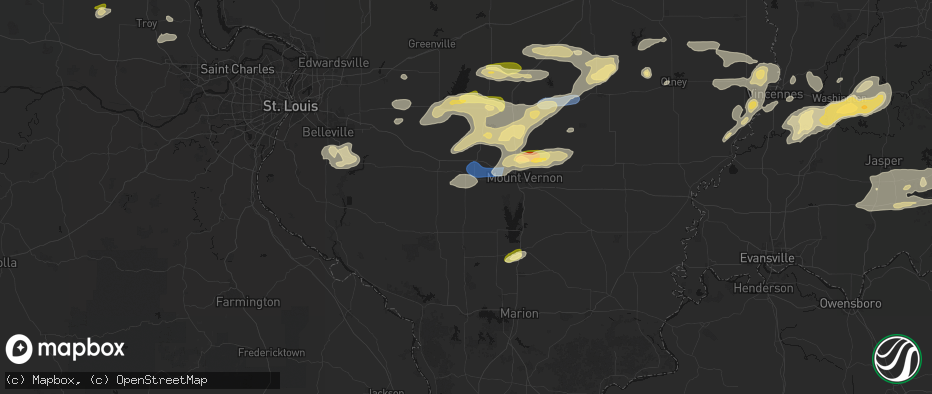 Hail map in Du Bois, IL on May 16, 2026