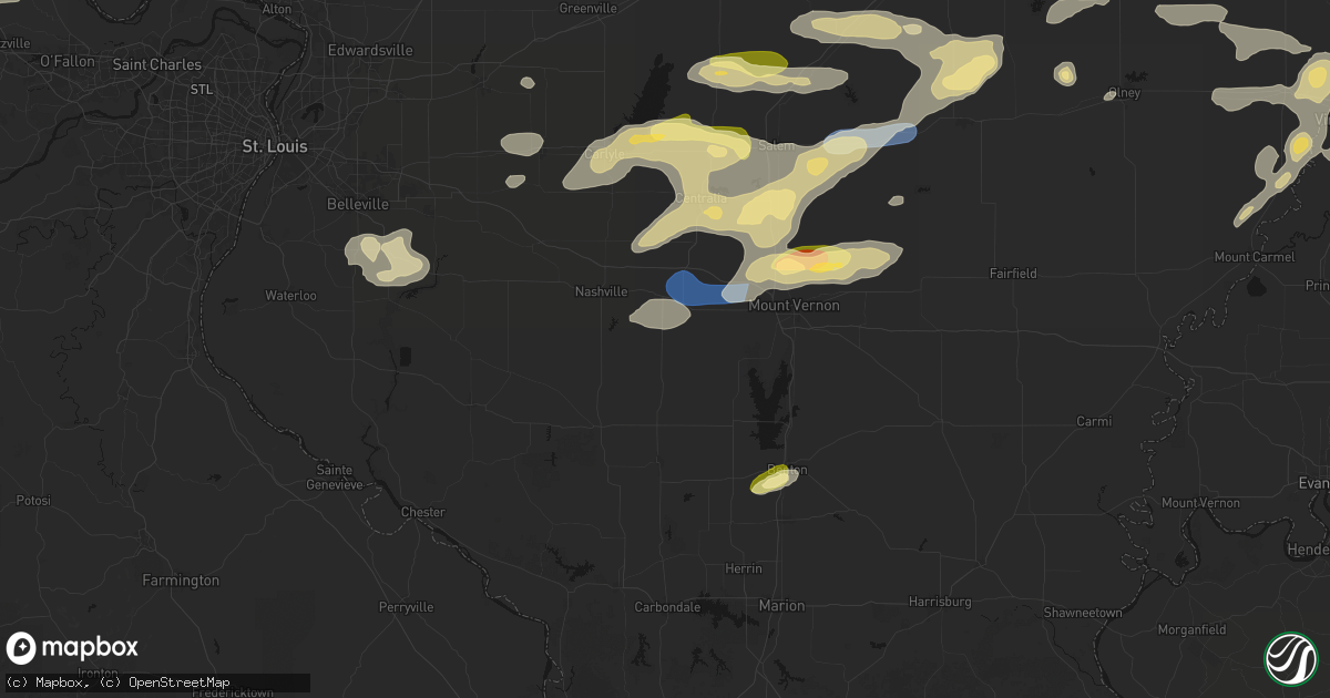 Hail map in Du Bois, IL on May 16, 2026