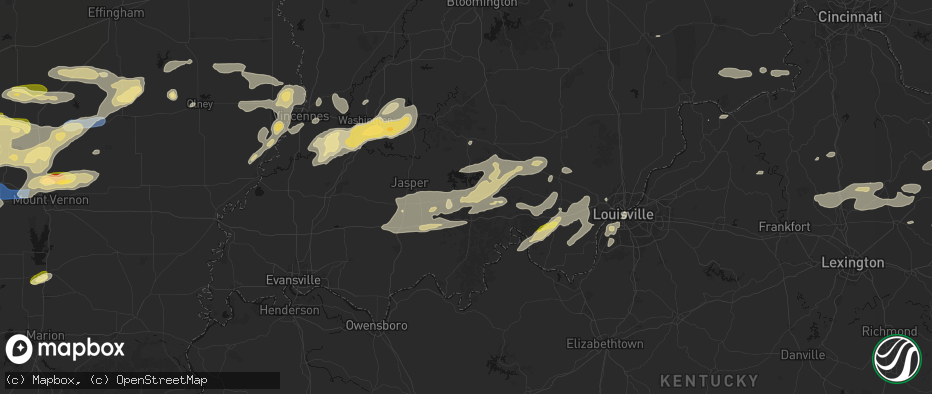 Hail map in Eckerty, IN on May 16, 2026