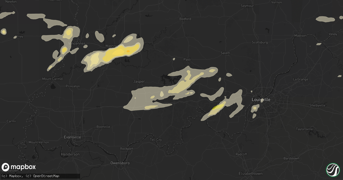 Hail map in Eckerty, IN on May 16, 2026