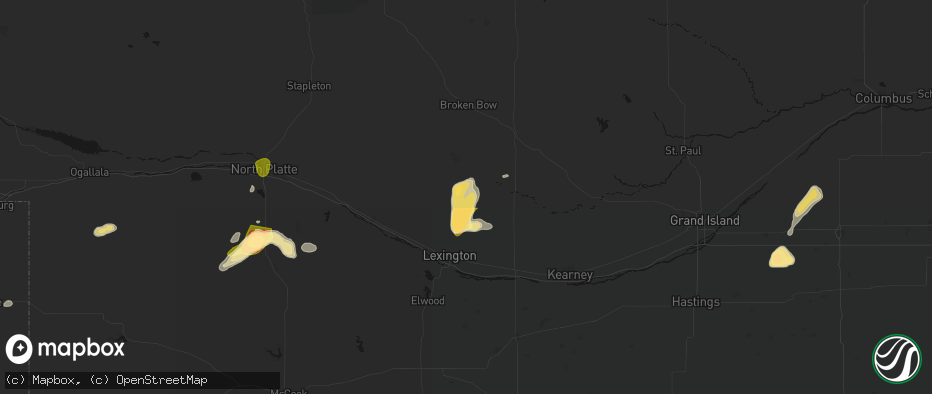 Hail map in Eddyville, NE on May 16, 2026