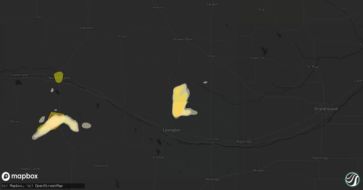 Hail map in Eddyville, NE on May 16, 2026