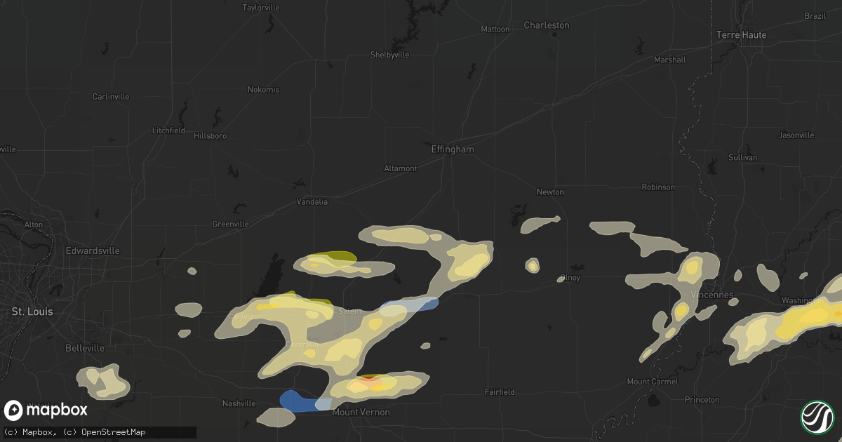 Hail map in Edgewood, IL on May 16, 2026