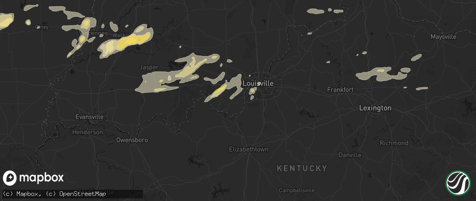 Hail map in Elizabeth, IN on May 16, 2026