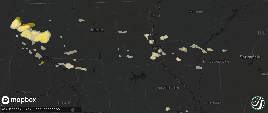 Hail map in Emden, MO on May 16, 2026