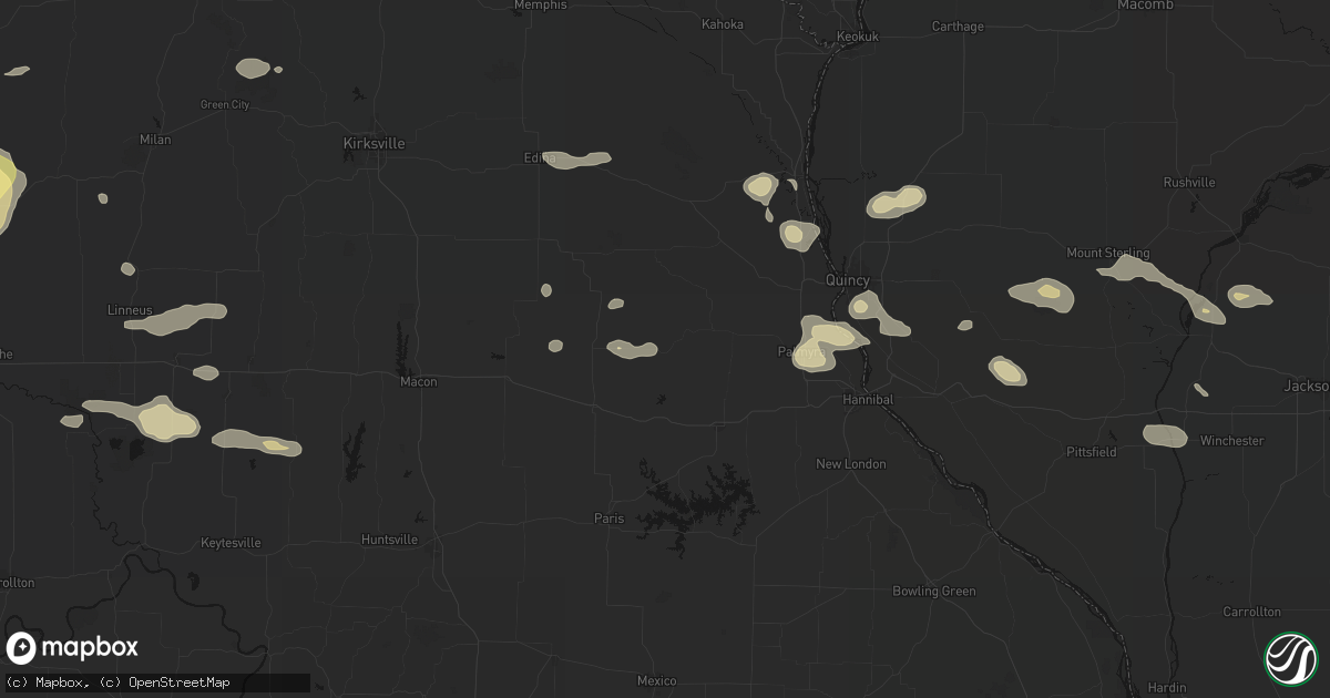 Hail map in Emden, MO on May 16, 2026